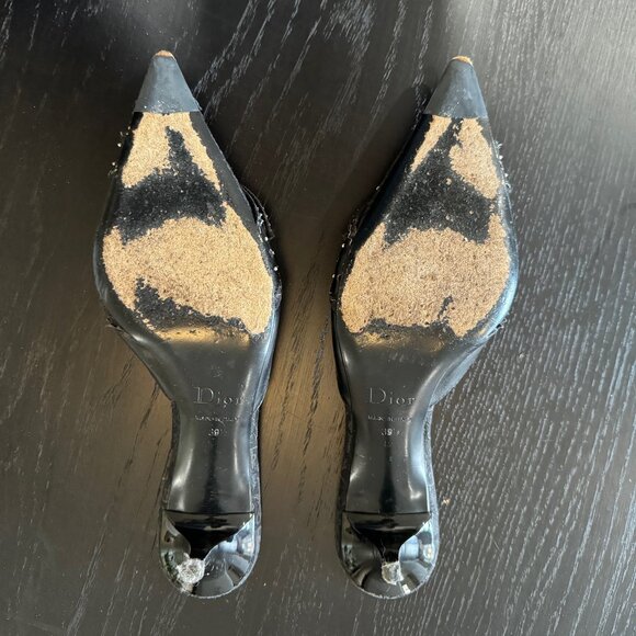 Dior D Buckle Black Leather Iconic Heels 38.5 - Picture 3 of 3